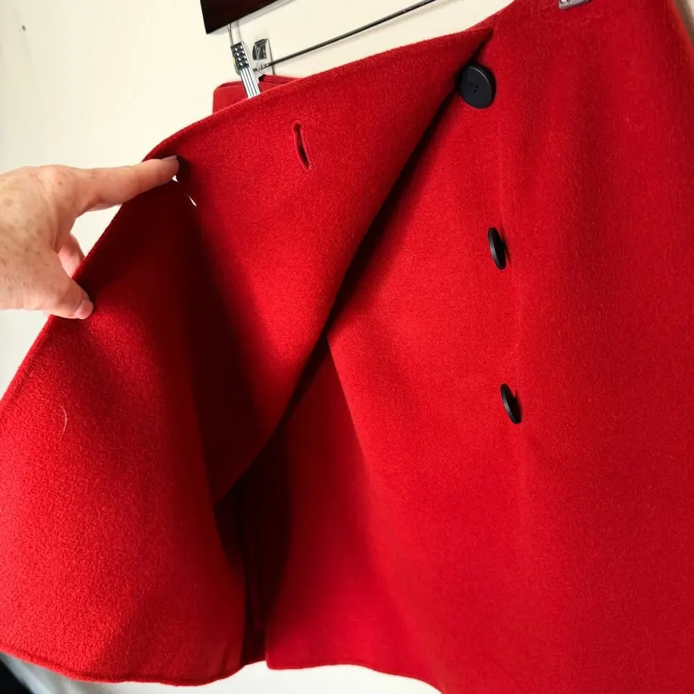 Talbots Red Faux Wrap 100% Wool Skirt 4 - Picture 4 of 11